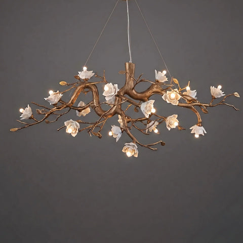 Flower Bloom Branch Brass Chandelier – detail 12