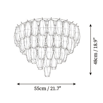 Gigi Glass Flush Mount Ceiling Light — Dimension drawings 1