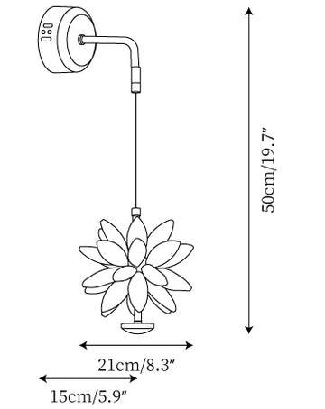Glam Flower Wall Lamp — Dimension drawings 1
