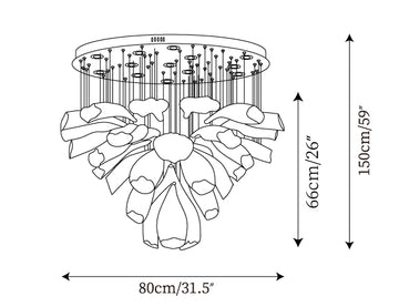 Glass Lotus Chandelier — Dimension drawings 2