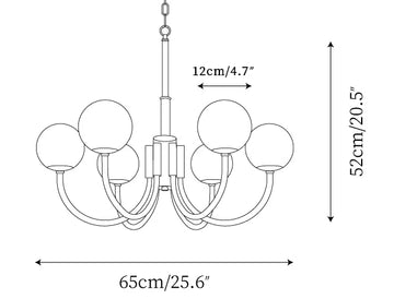 Brass Alabaster Round Chandelier — Dimension drawings 1