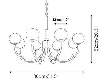 Brass Alabaster Round Chandelier — Dimension drawings 2