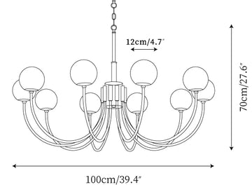 Brass Alabaster Round Chandelier — Dimension drawings 3