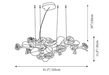 Brass Leaf Chandelier — Dimension drawings 1