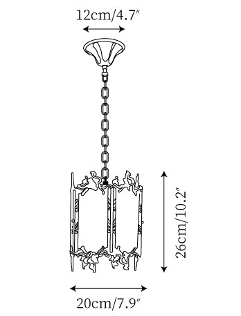 Gorgeous Brass Lantern Pendant Lamp — Dimension drawings 1