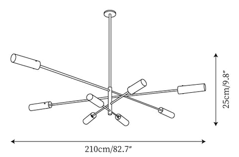 8 heads L 82.7″ x W 66.9″ x H 9.8″