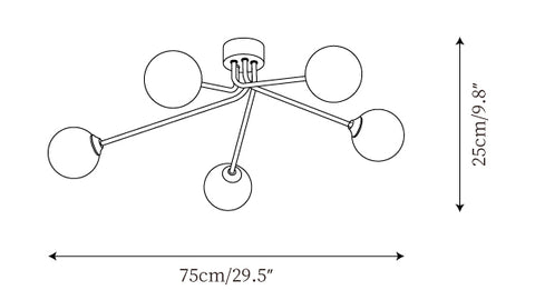 5 Heads L 75cm x W 65cm x H 25cm / L 29.5″ x W 25.6″ x H 9.8″