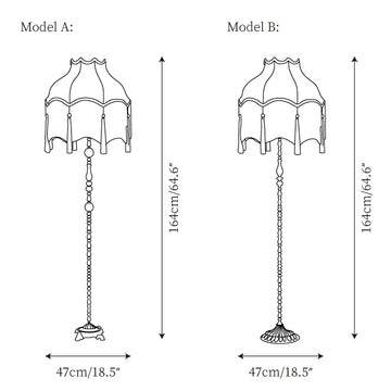 Kennedy Stoffen Vloerlamp — Dimensioentekeningen 1