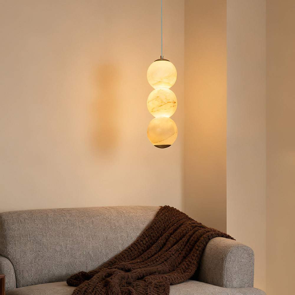 Kyson Stacked Globe Alabaster Pendant Light – detail 2