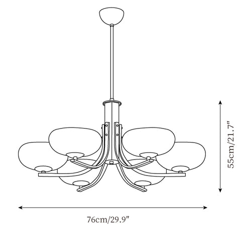 6 heads L 76cm x H 55cm / L 29.9″ x H 21.7″