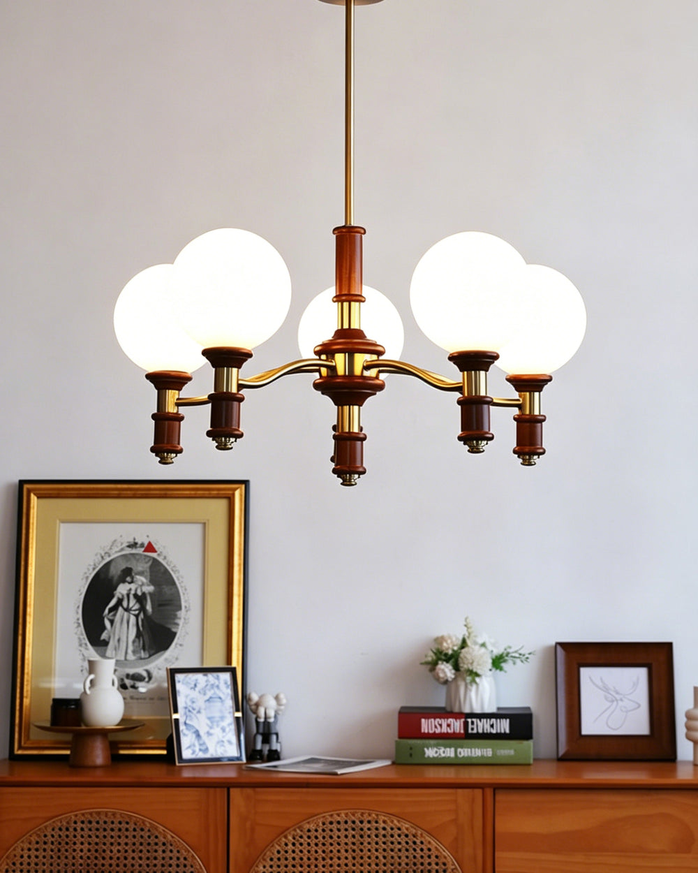 Laurelhurst Walnut Globe Chandelier – detail 2