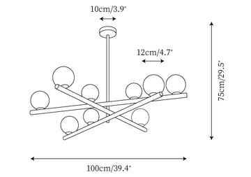 Line Ball Kronleuchter — Maßzeichnungen 2