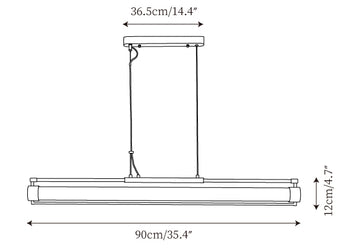 Lustre linéaire en tubes de verre — Plans de dimensions 1