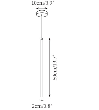 ∅ 0.8″ x H 19.7″ / Dia 2cm x H 50cm