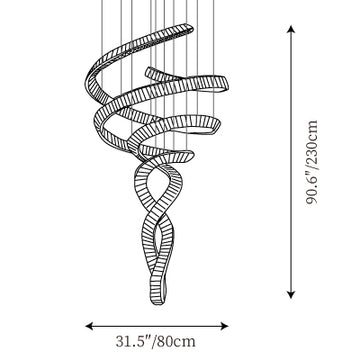 Lampadario Cristallo Ribbon per Scale — Disegni dimensionali 1