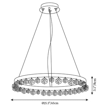 Lustre Dionis Loop Crystal — Plans de dimensions 2