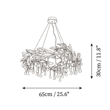 Lucasta Botanical Raindrop Ring Chandelier — Dimension drawings 1