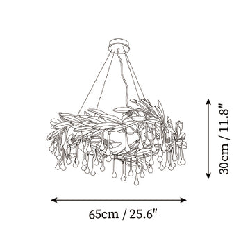 Lucasta Botanical Raindrop Ring Chandelier — Dimension drawings 1