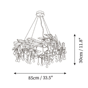 Lucasta Botanical Raindrop Ring Chandelier — Dimension drawings 2