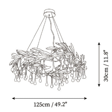 Lucasta Botanical Raindrop Ring Chandelier — Dimension drawings 4