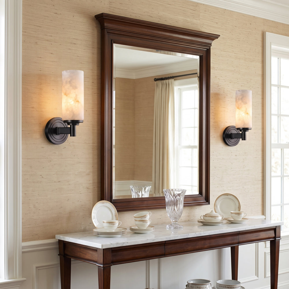 Lugano Alabaster Cylinder Wall Sconce – detail 2