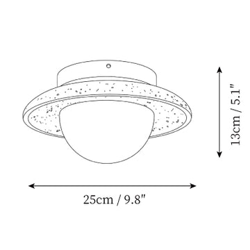 Malo Plafonnier Demi-Encastré en Travertin — Plans de dimensions 1