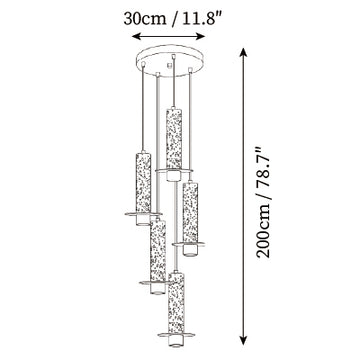 Meta Stone Combination Chandelier — Dimension drawings 3
