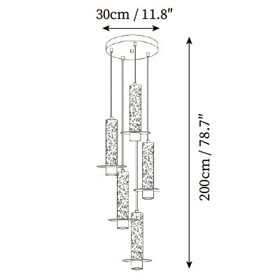 5-Lights: ∅ 11.8″ x H 78.7″