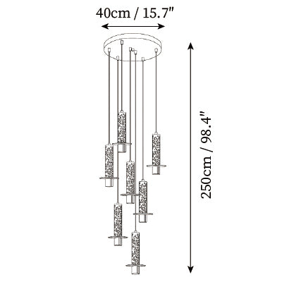7-Lights: ∅ 15.7″ x H 98.4″