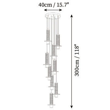 Meta Stone Combination Chandelier — Dimension drawings 5
