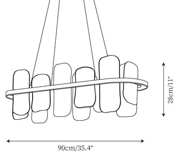 Mille Long Glass Chandelier — Dimension drawings 1