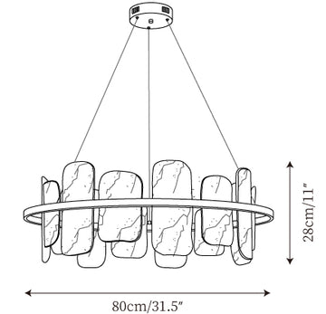 Mille Round Glass Chandelier — Dimension drawings 1