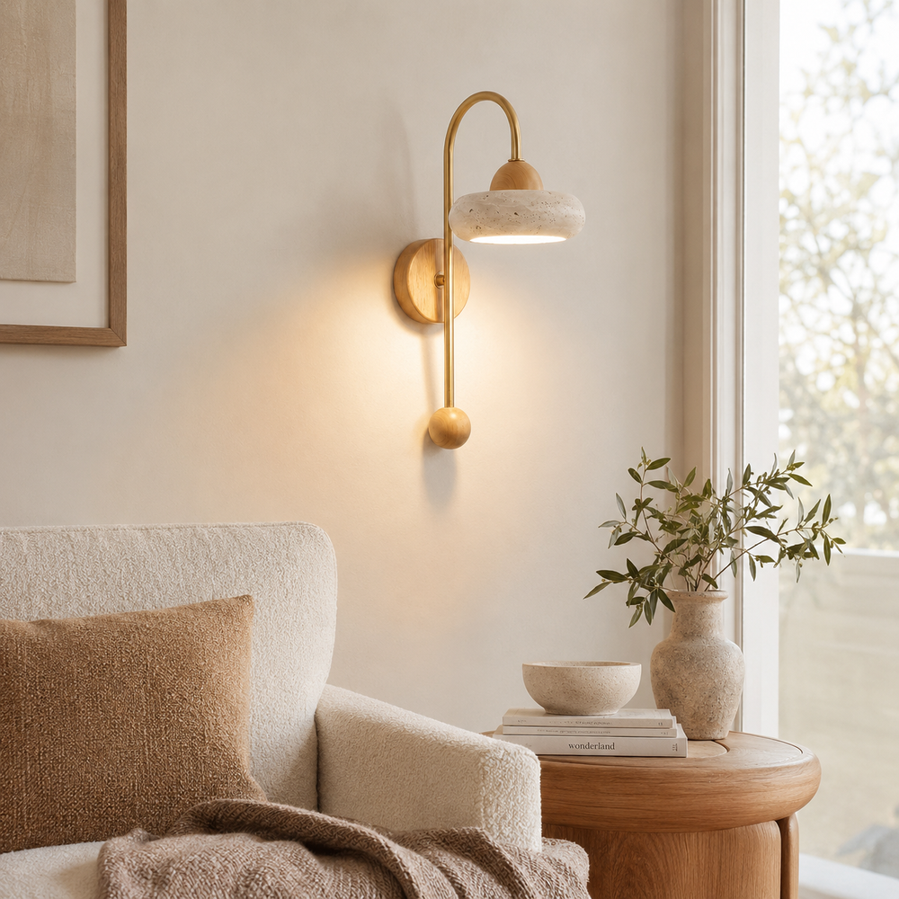 Morrison Travertine Wall Sconce – detail 2