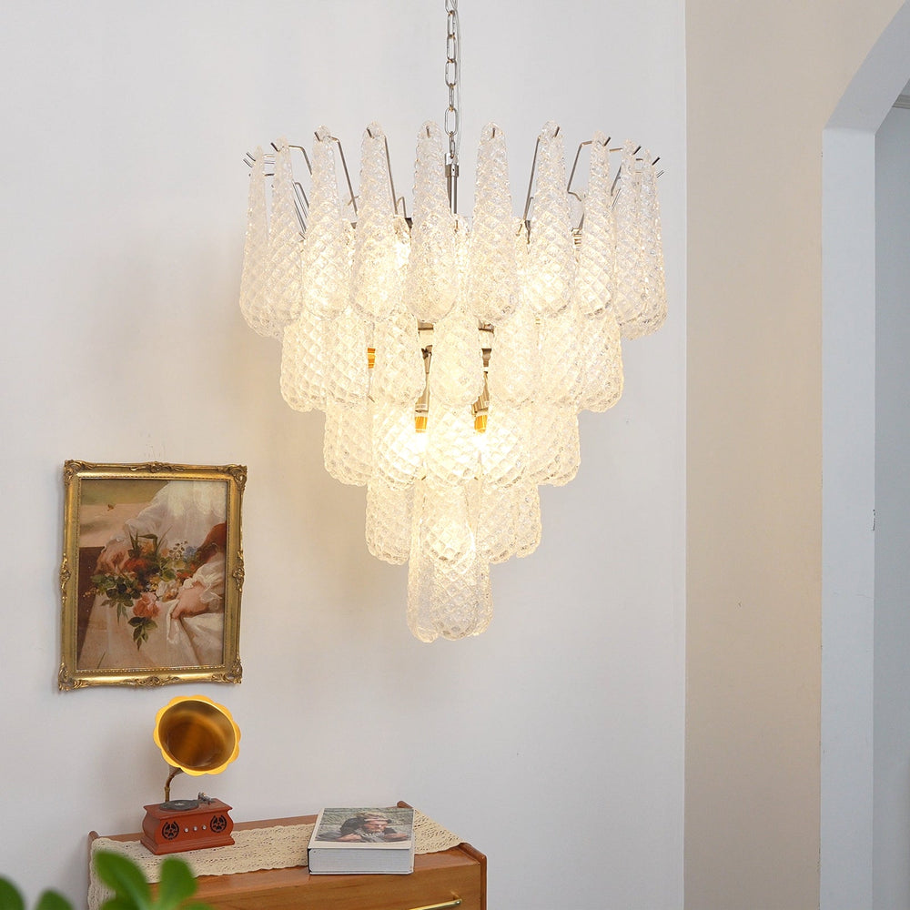 Murano White Glass Dewdrop Chandelier – detail 2