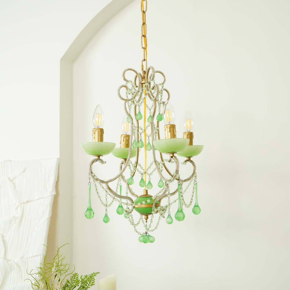 Murano Green Drops Chandelier – detail 2