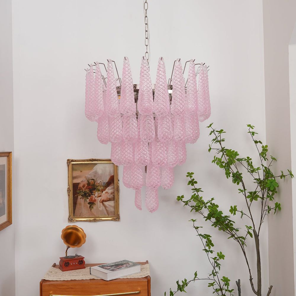 Murano Pink Glass Dewdrop Chandelier – detail 2