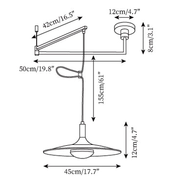 Nano Swing Arm Pendant Light — Dimension drawings 1