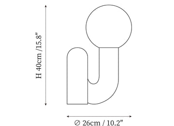 Spiral Glass Table Lamp — Dimension drawings 1