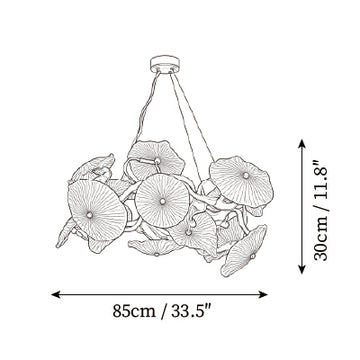 Nerina Lotus Glass Chandelier — Dimension drawings 1