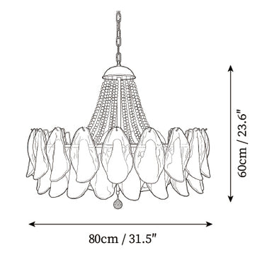 Odette Pearl Chandelier — Disegni dimensionali 1
