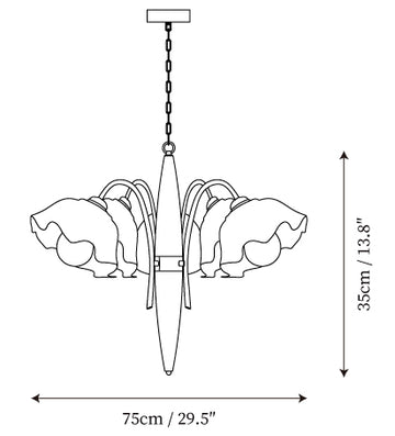 Olina Flower Ceramics Chandelier — Dimension drawings 2