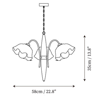 Olina Flower Ceramics Chandelier — Dimension drawings 1