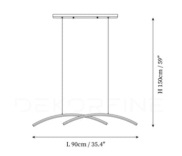 Oscillating Strip Island Chandelier — Dimension drawings 1