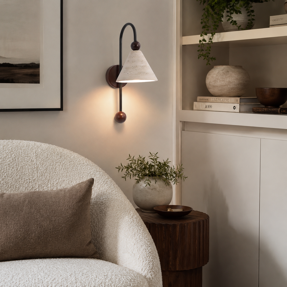 Overlook Travertine Wall Sconce – detail 2