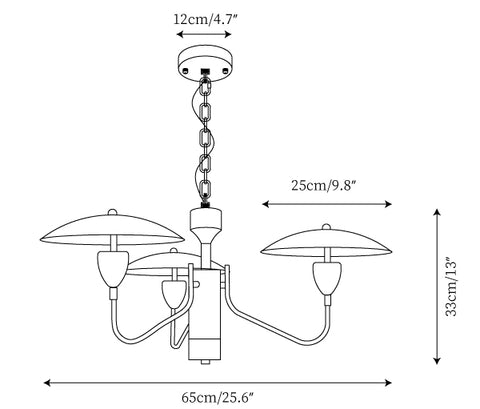 3 Heads Dia 65cm x H 33cm / ∅ 25.6″ x H 13″