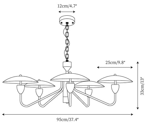 5 Heads Dia 95cm x H 33cm / ∅ 37.4″ x H 13″