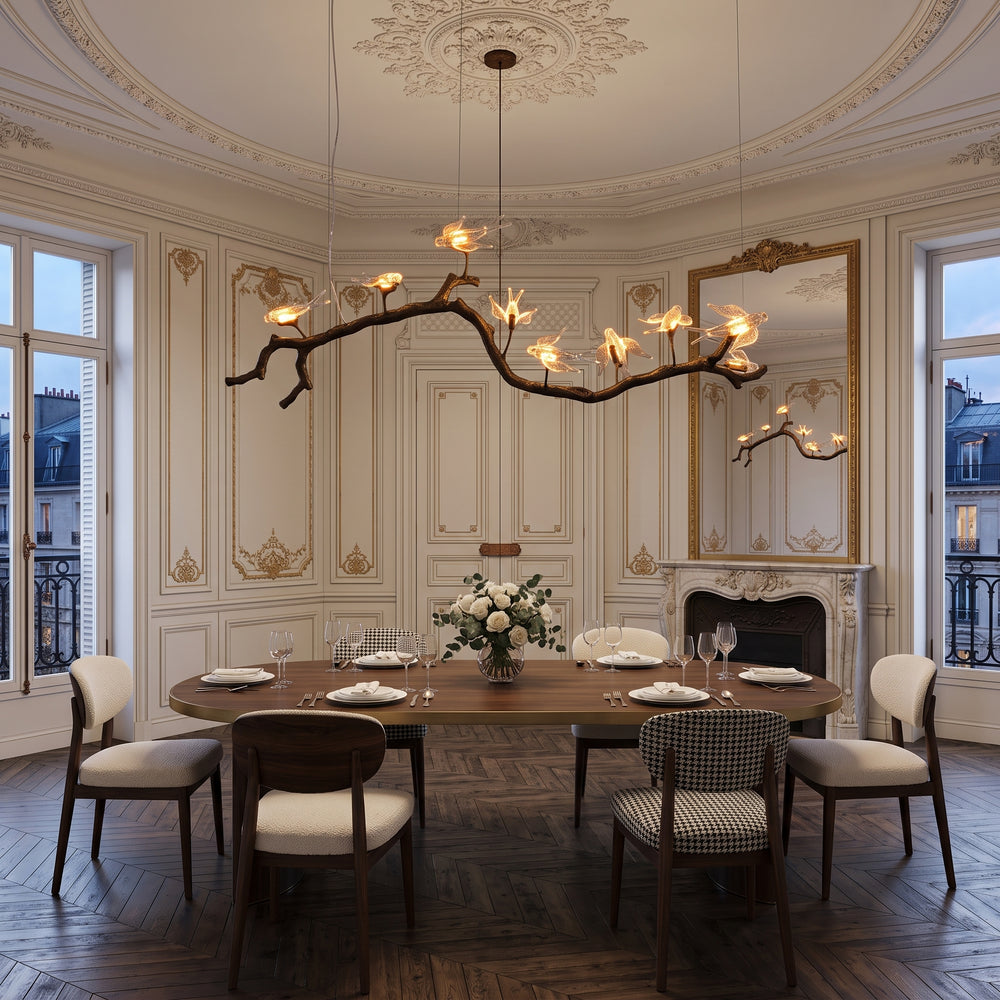 Philomela Branch Bird Linear Chandelier – detail 2