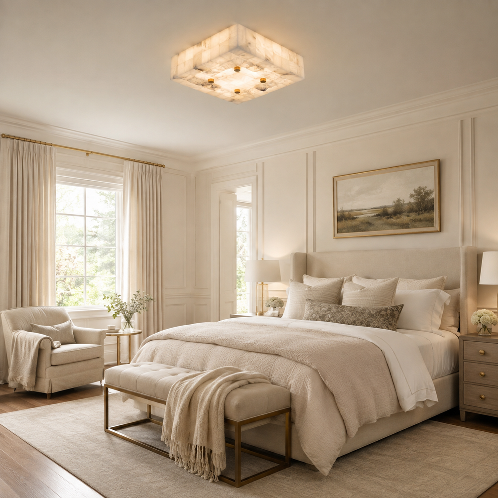 Piazza Alabaster Flush Mount Ceiling Light – detail 2