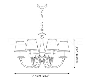 Pleated Brass Chandelier — Dimension drawings 2