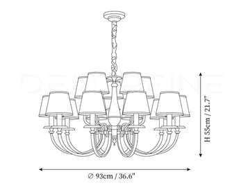 Pleated Brass Chandelier — Dimension drawings 5